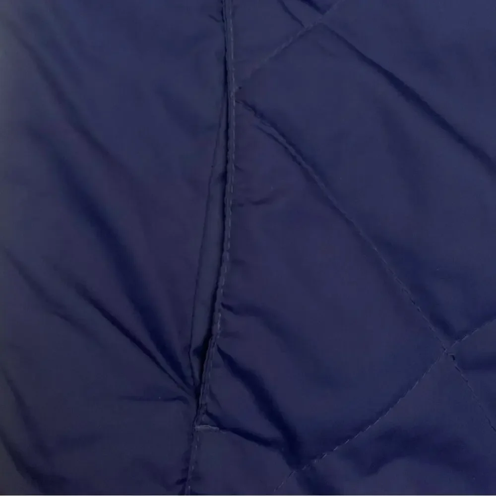 Reversible Blue Quilted Puffer Barn Jacket Small Winter Lightweight Y2K Nautical - Picture 4 of 11